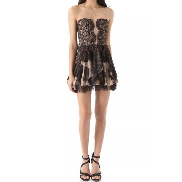BCBG Maxazria lace corset bustier strapless party dress whimsy goth dark fairy 2 - Picture 1 of 4
